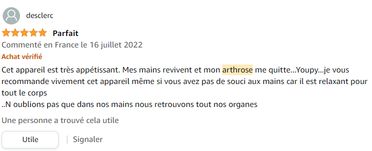 appareil pour soulager l'arthrose des mains